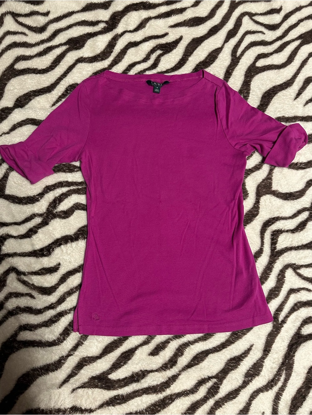 Lauren Ralph Lauren Short Sleeve Boatneck Tee - Fuchsia